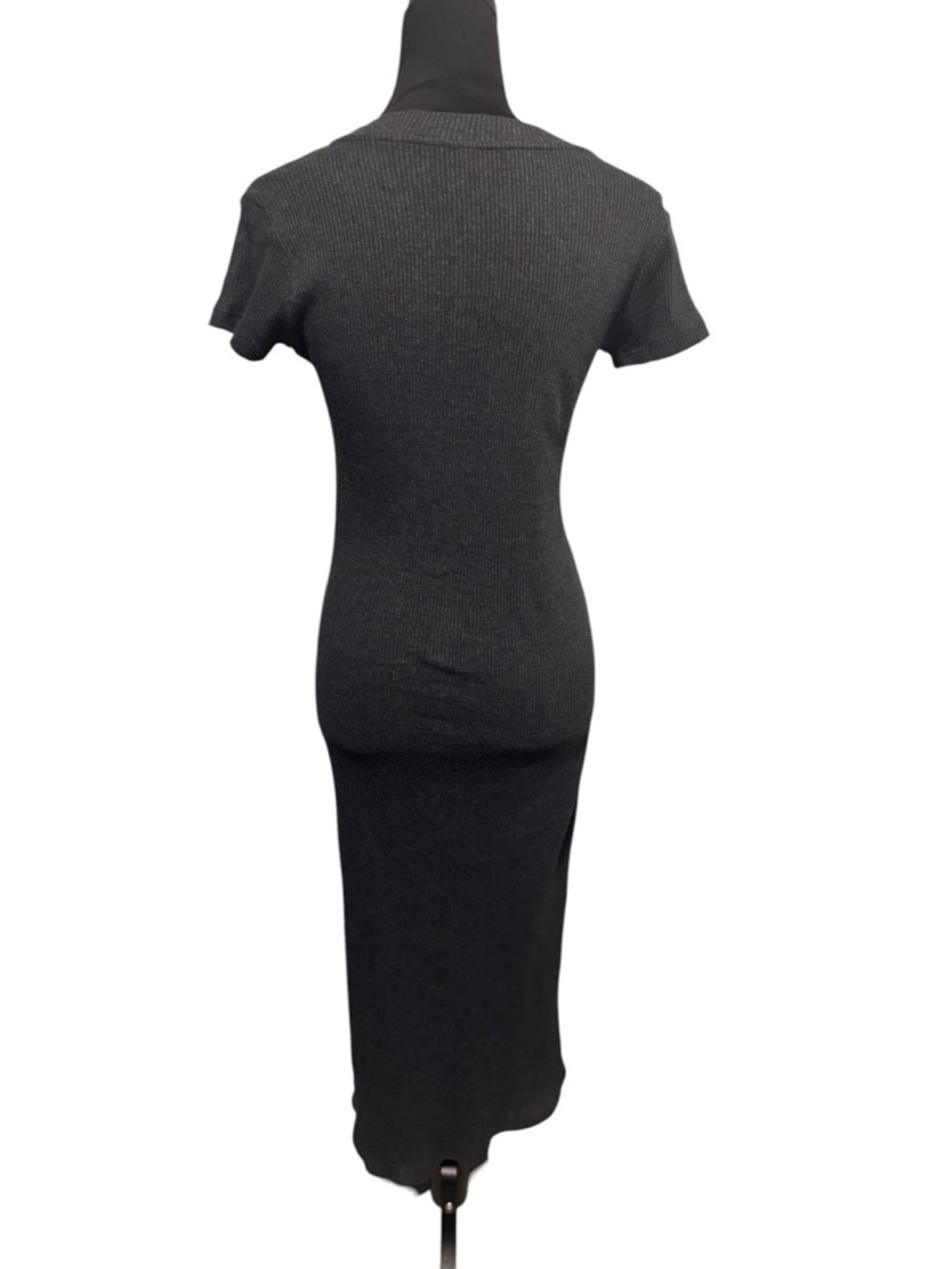 Zara Ribbed Bodycon Midi Dress Grey - Picture 3 of 6